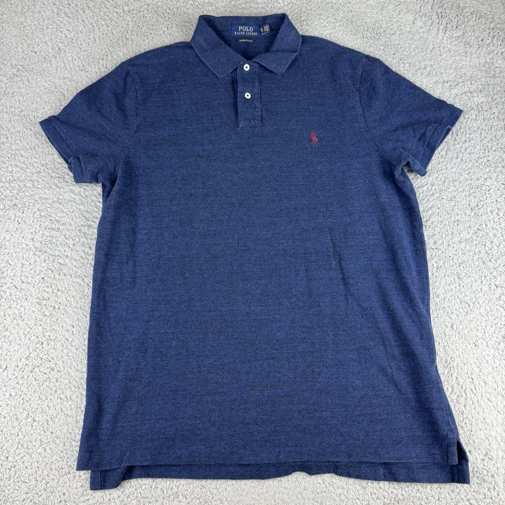 Polo Ralph Lauren Shirt Mens XL Blue Short Sleeve Custom Slim Fit Preppy Heather